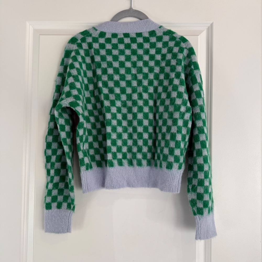 J. Crew Checkered V-neck cardigan sweater in brushed yarn - Picture 6 of 6